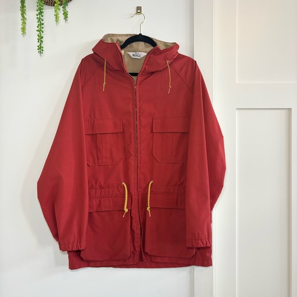 Woolrich Other - Vintage Woolrich Jacket Men Medium Red Redwood 6160 Zip Parka Pockets Hooded Vtg